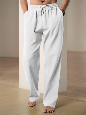 Men Casual Pants Straight Leg Elastic Waist