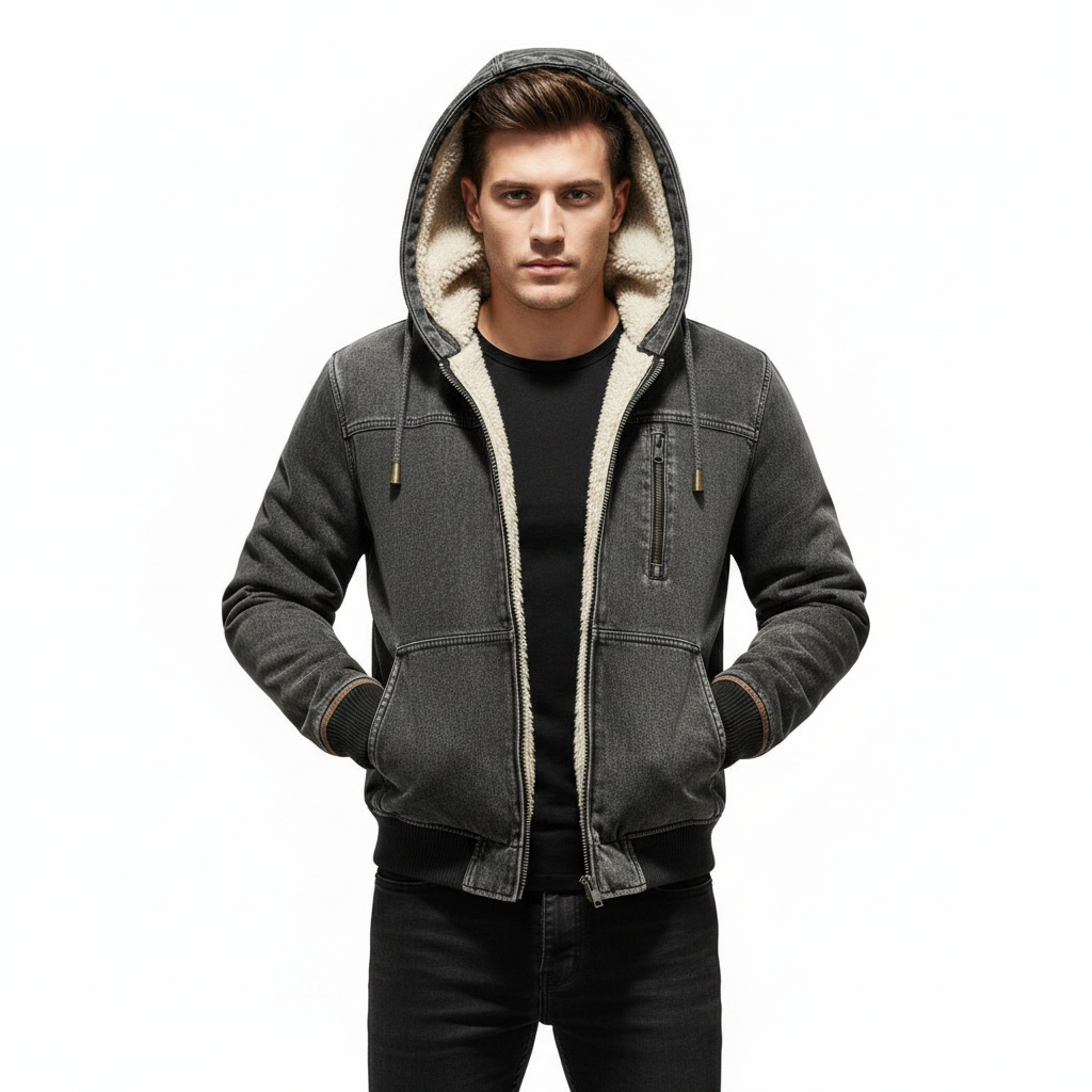 Men's jacket with sherpa lining, vintage style thermal winter jacket