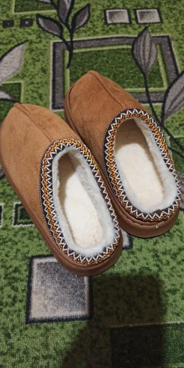 Women plush slipper boots flat anti-slip warm indoor winter
