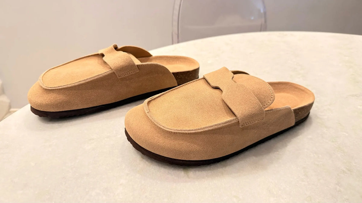 Diabetic Slippers Women | Suede Cork Clogs with Arch Support Non Slip