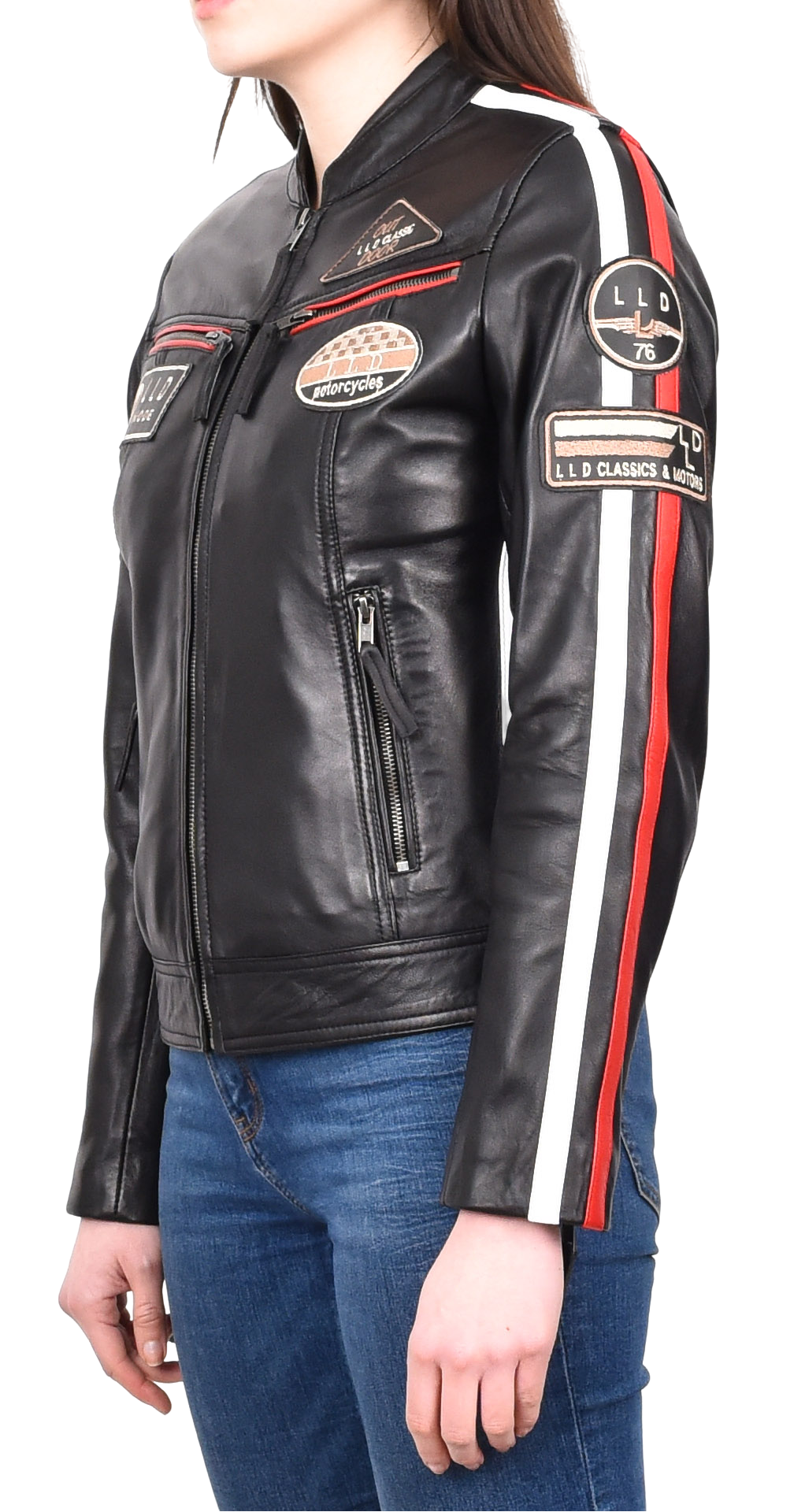 Women's Leather Jacket | Black Motorcycle Biker Style | Cafe Racer Design