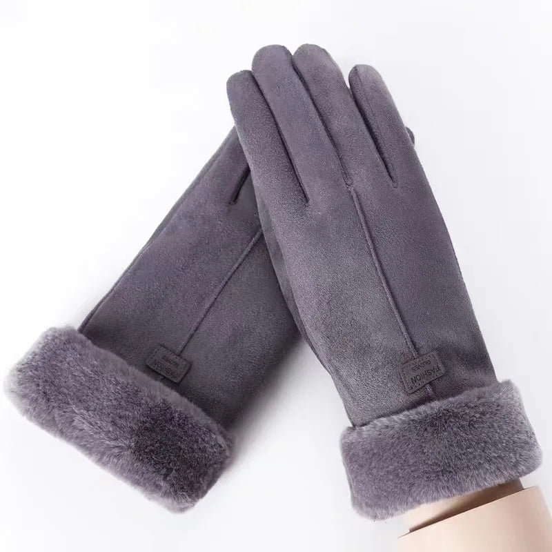 Women's Gloves | Suede, Fleece Lined | Windproof, Full Finger Touchscreen