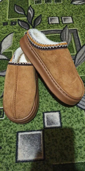 Women plush slipper boots flat anti-slip warm indoor winter