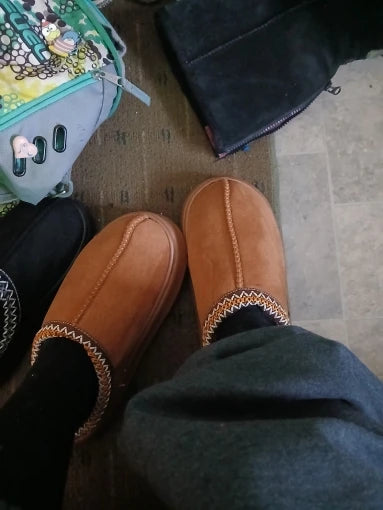 Women plush slipper boots flat anti-slip warm indoor winter
