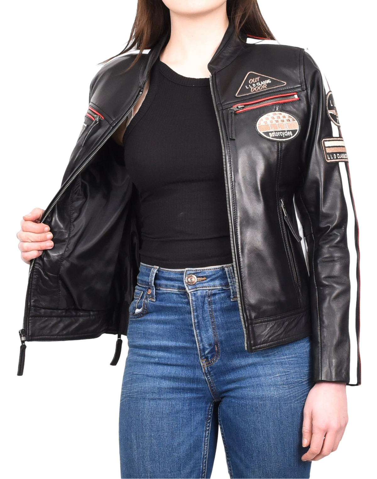 Women's Leather Jacket | Black Motorcycle Biker Style | Cafe Racer Design