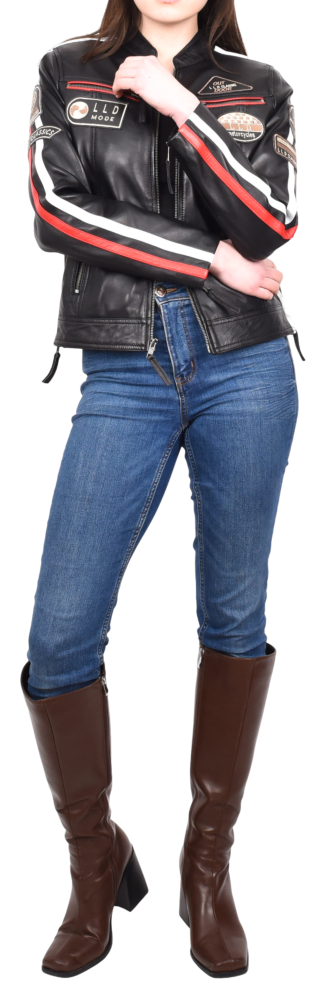 Women's Leather Jacket | Black Motorcycle Biker Style | Cafe Racer Design