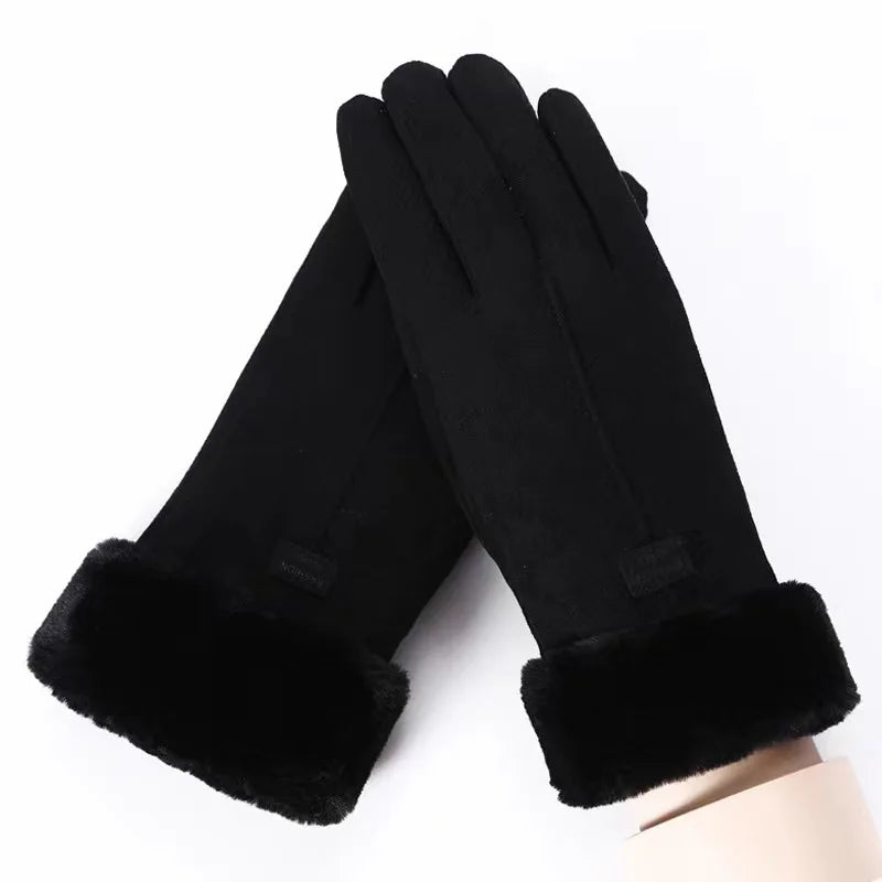 Women's Gloves | Suede, Fleece Lined | Windproof, Full Finger Touchscreen