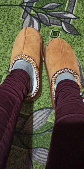 Women plush slipper boots flat anti-slip warm indoor winter