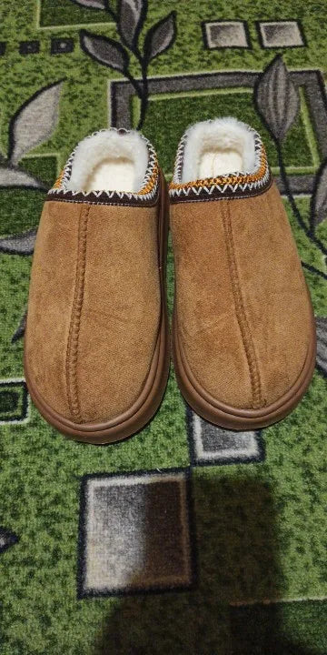 Women plush slipper boots flat anti-slip warm indoor winter