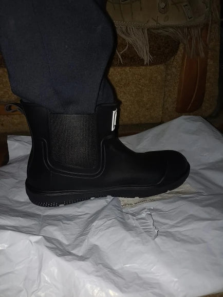 Men ankle rain boots slip on waterproof wellies non-slip outsole