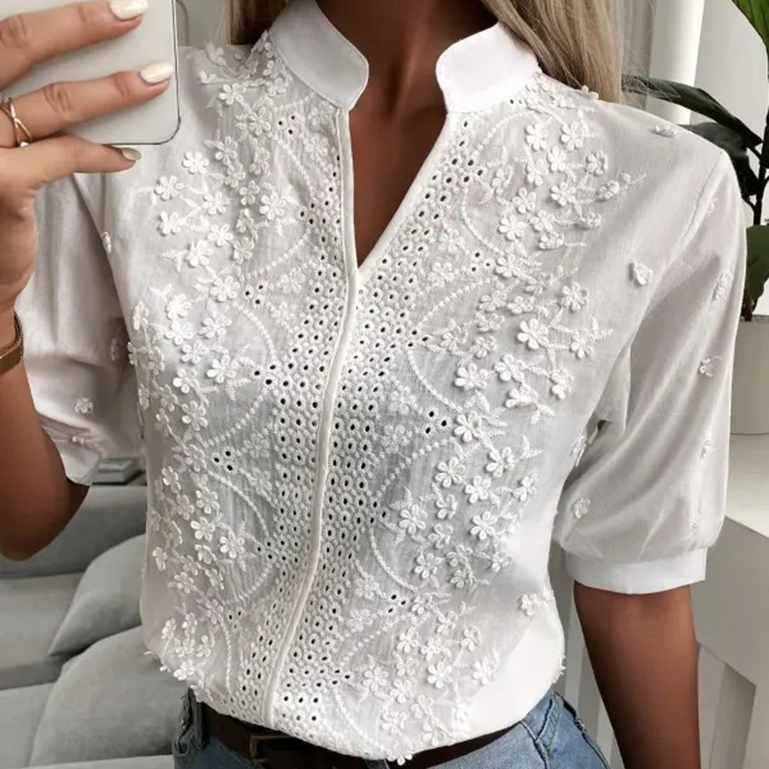 Lace Top | Women’s Elegant Style | Long Sleeve Sheer Blouse