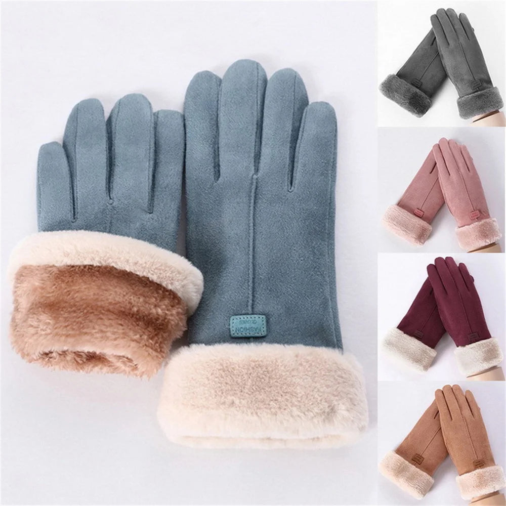 Women's Gloves | Suede, Fleece Lined | Windproof, Full Finger Touchscreen