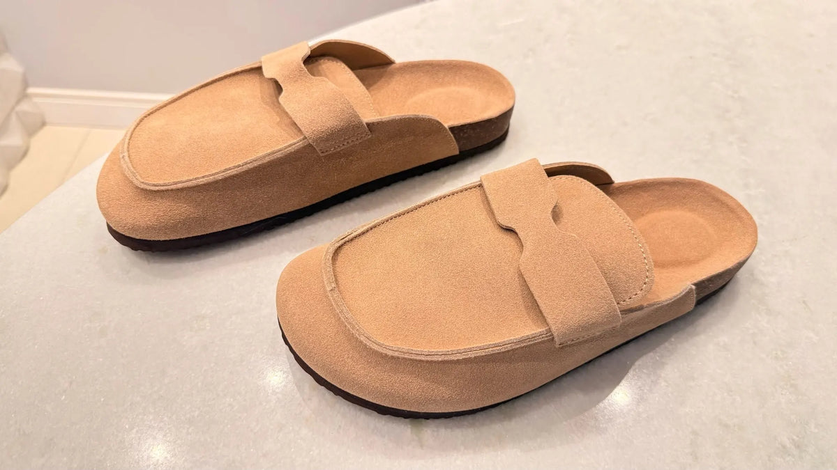 Diabetic Slippers Women | Suede Cork Clogs with Arch Support Non Slip
