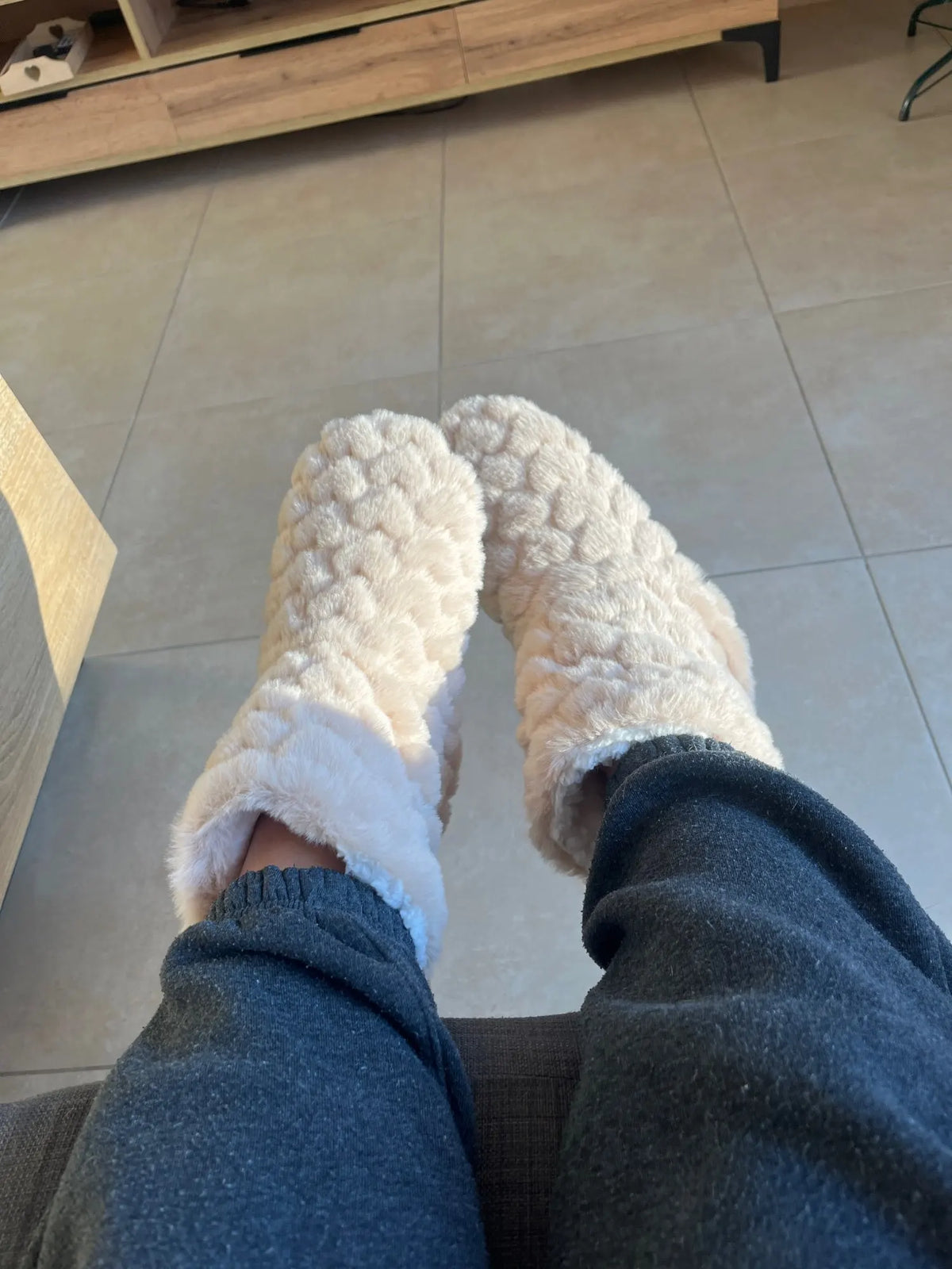 Women men plush slipper boots high tube non-slip indoor winter