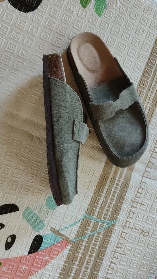 Diabetic Slippers Women | Suede Cork Clogs with Arch Support Non Slip