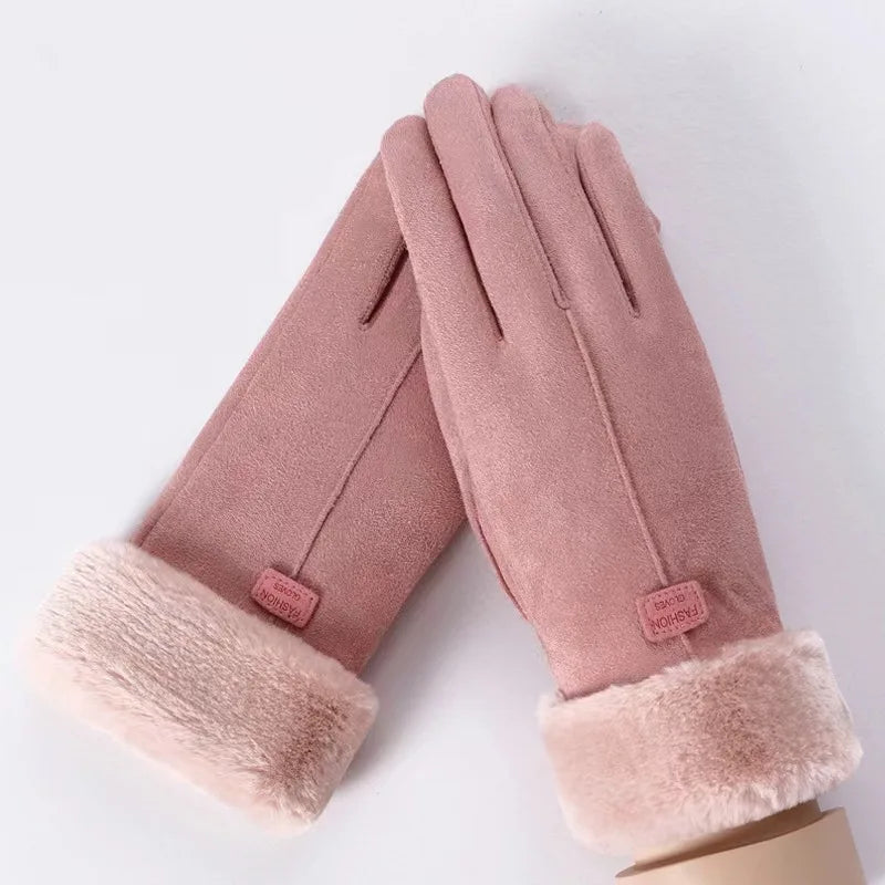 Women's Gloves | Suede, Fleece Lined | Windproof, Full Finger Touchscreen