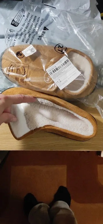 Men's Diabetic Slippers | Wide Fit, Suede Leather | Warm Plush, Non Slip Sole