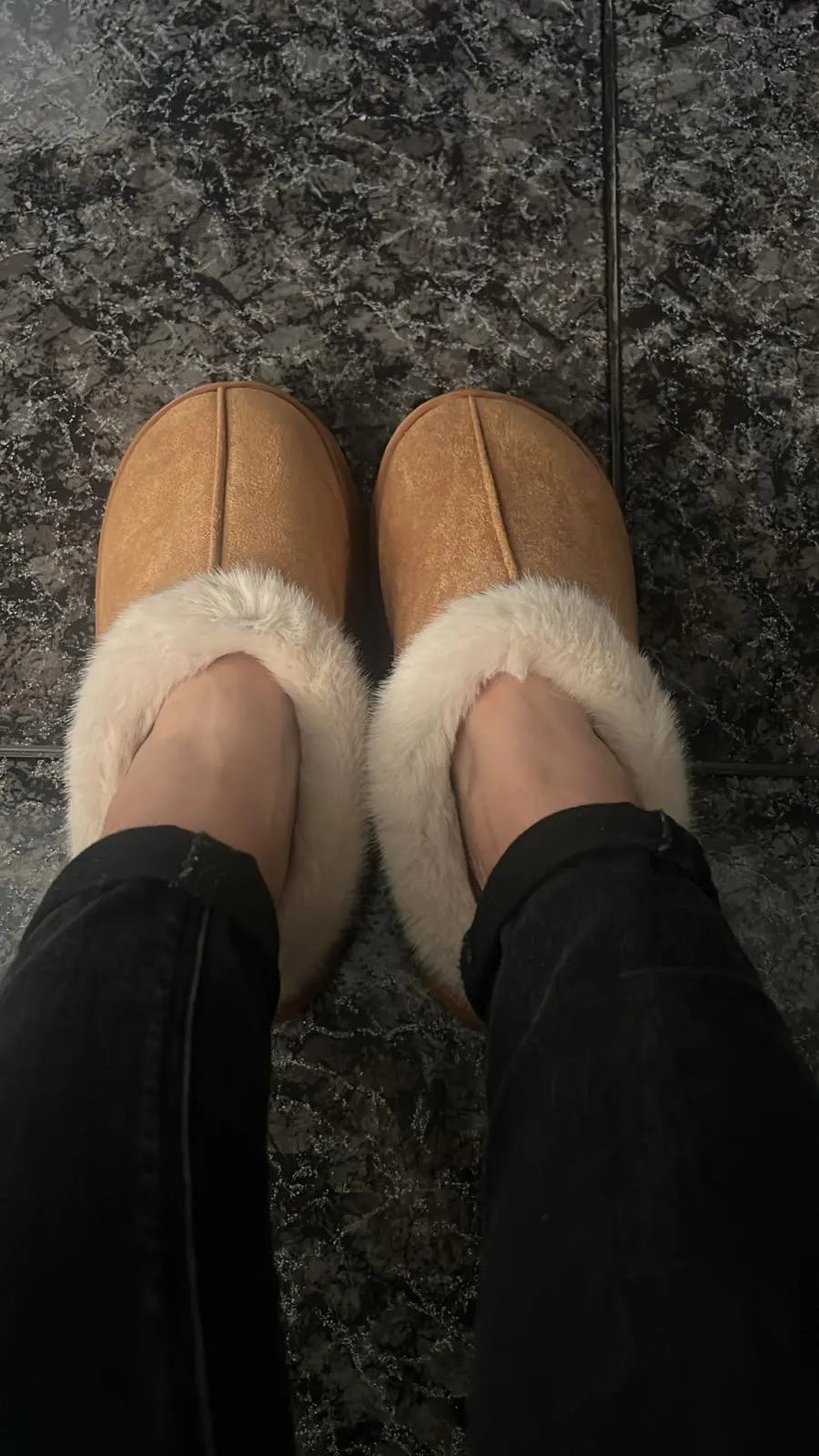 Women slipper boots fuzzy warm indoor anti-slip flat pull-on