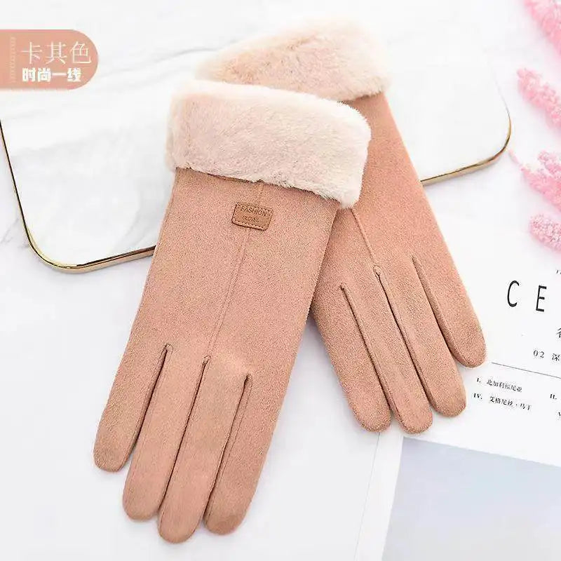 Women's Gloves | Suede, Fleece Lined | Windproof, Full Finger Touchscreen