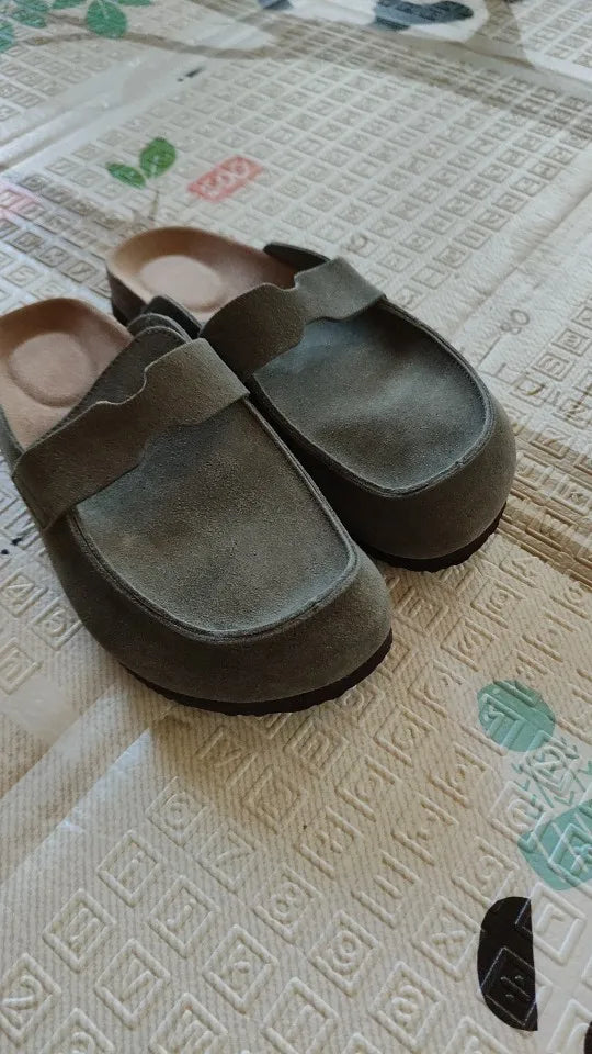 Diabetic Slippers Women | Suede Cork Clogs with Arch Support Non Slip