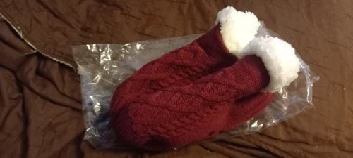 Slipper Socks | Men’s Fluffy, Thermal Crew | Non Slip Snowflake Grip