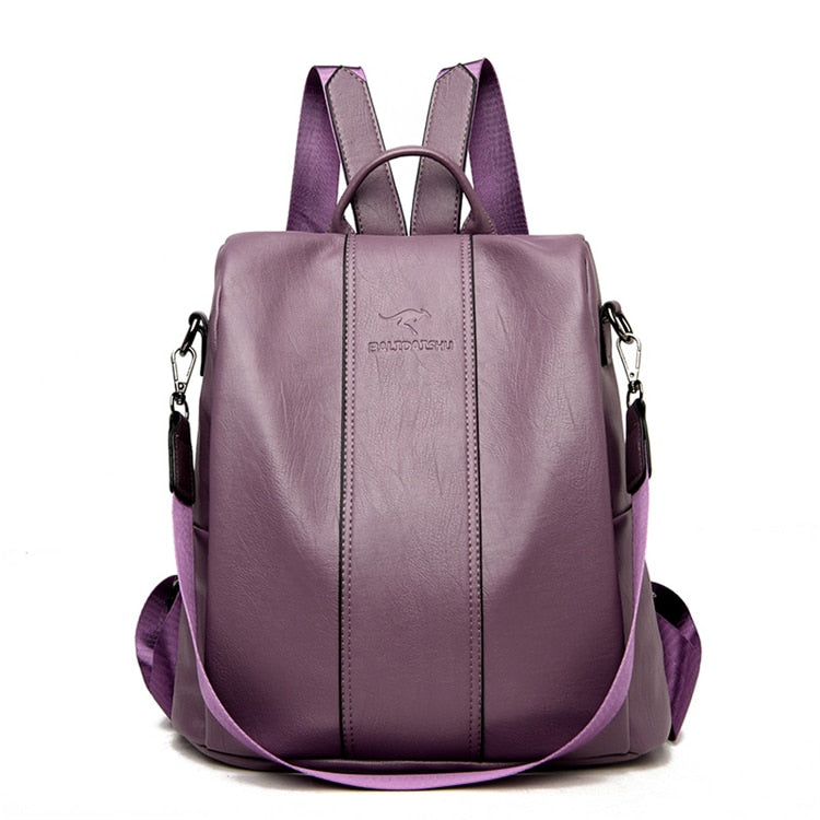 Women's Backpack | Black Leather, Antitheft, Vintage