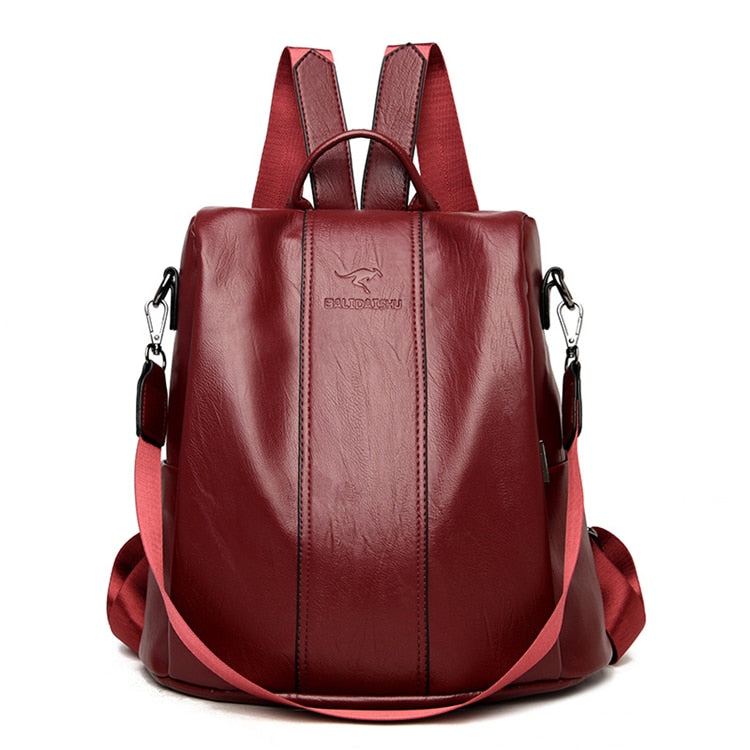 Women's Backpack | Black Leather, Antitheft, Vintage