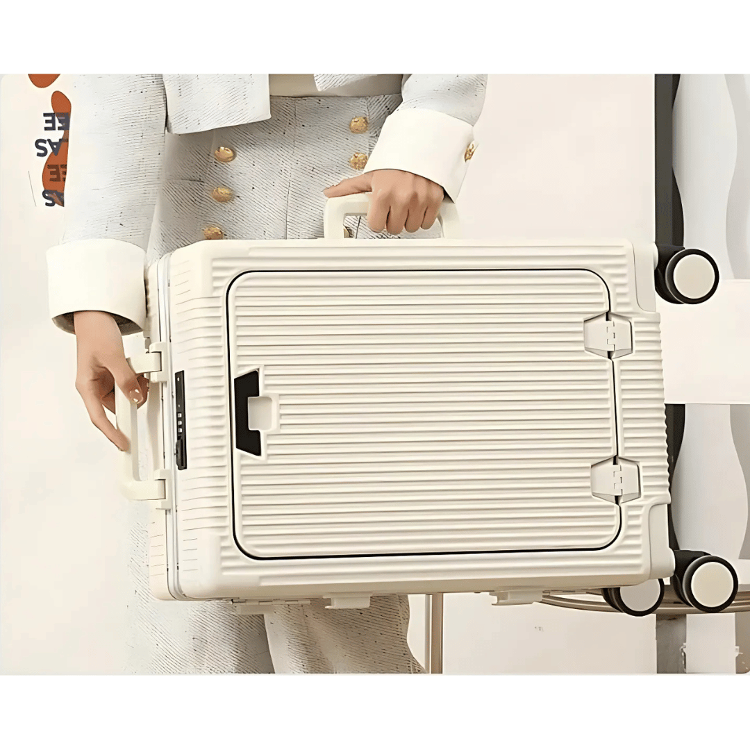 Hard-shell carry-on suitcase | Front pocket, TSA lock, USB connection