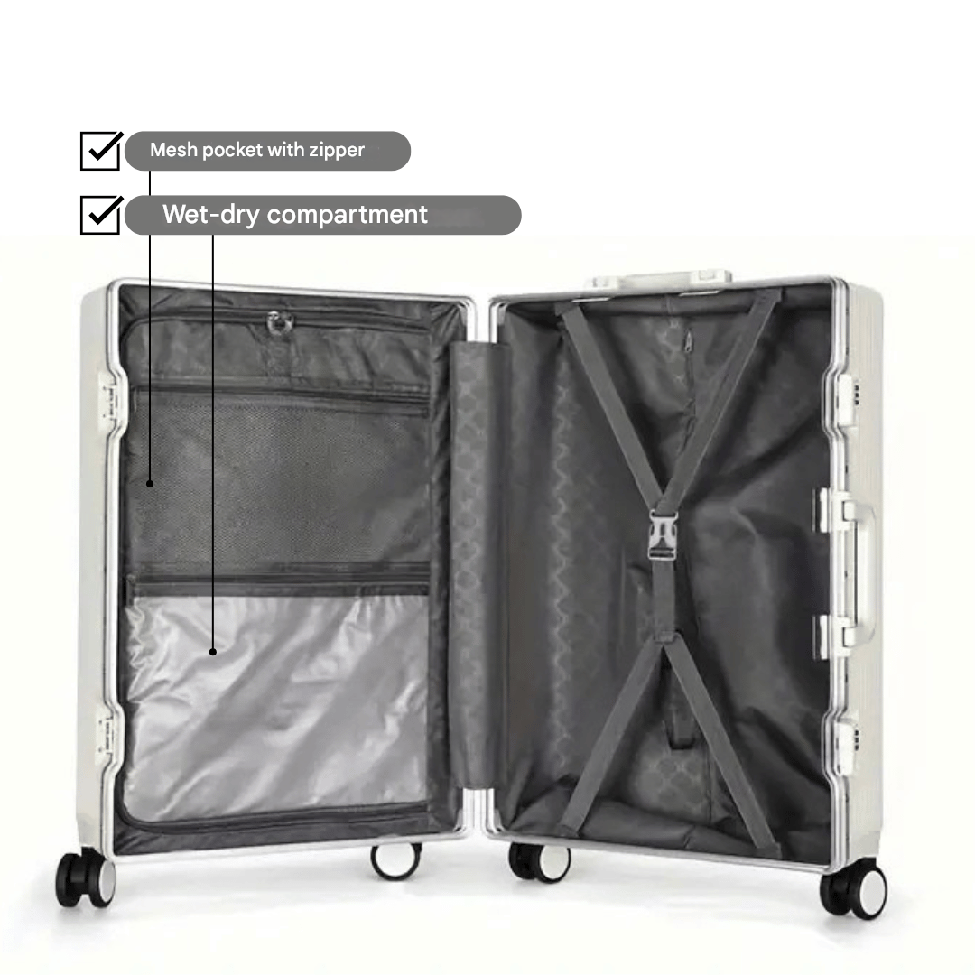 Hard-shell carry-on suitcase | Front pocket, TSA lock, USB connection