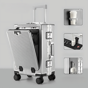 Hard-shell carry-on suitcase | Front pocket, TSA lock, USB connection
