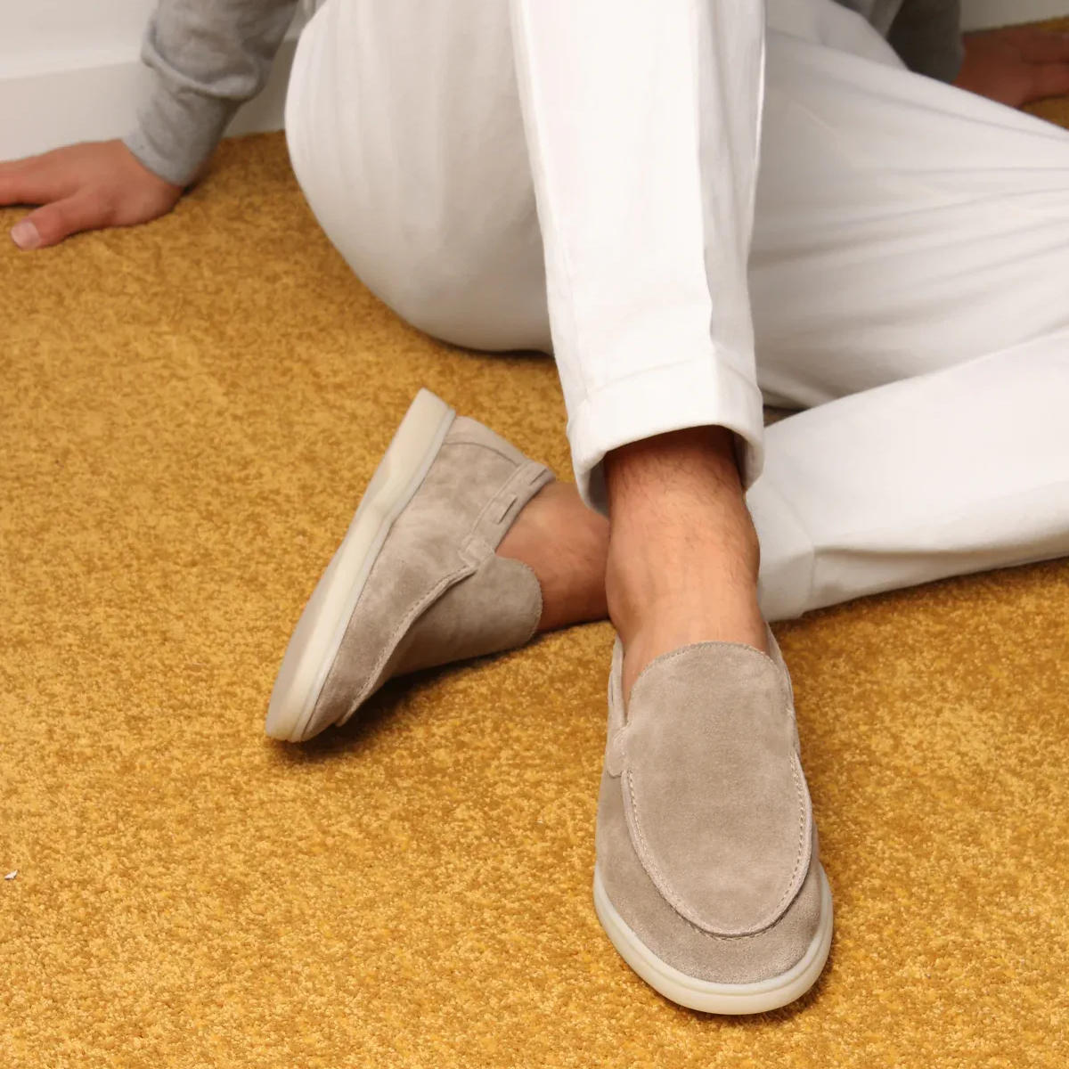 Men suede loafers slip on yacht style with rubber sole
