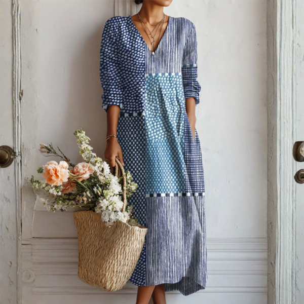 Women Vintage Abstract Geometry Print Dress Relaxed Fit