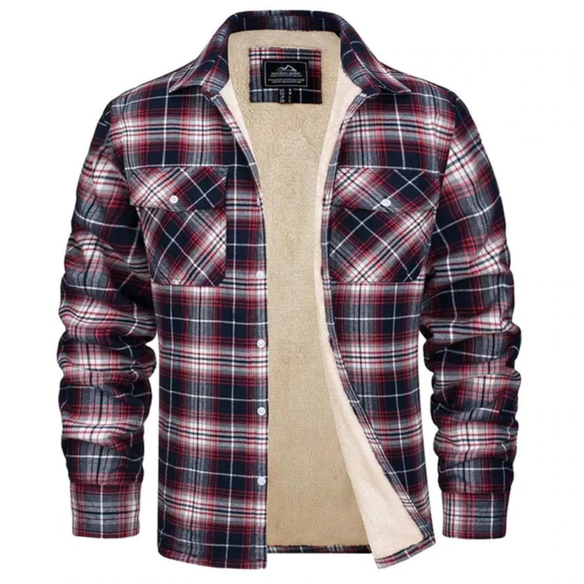 Men sherpa lined plaid flannel shirt jacket relaxed fit
