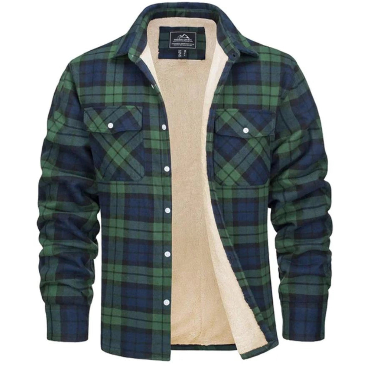 Men sherpa lined plaid flannel shirt jacket relaxed fit