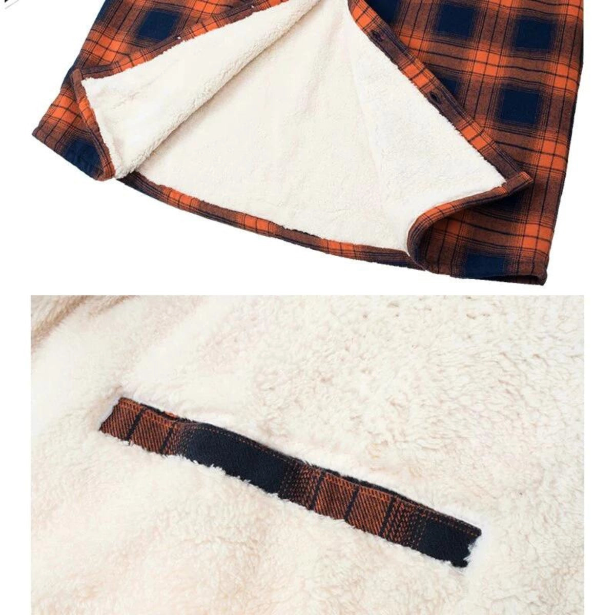 Men sherpa lined plaid flannel shirt jacket relaxed fit