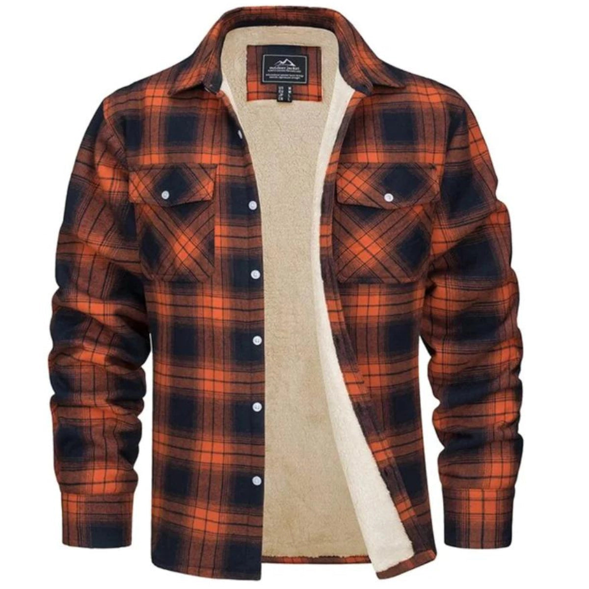 Men sherpa lined plaid flannel shirt jacket relaxed fit