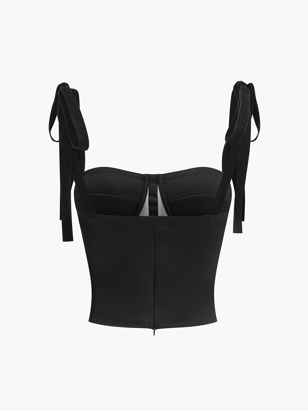 Bustier top | Women, mesh fabric, velvet detail | Sheer bodycon fit