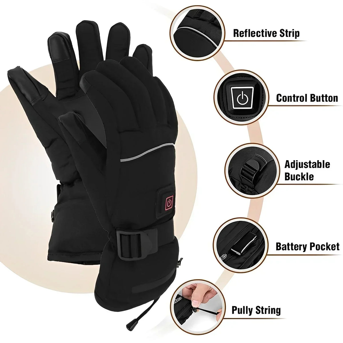 Heated Gloves | Rechargeable, 3 Heat Settings | 8 Hour Battery Life
