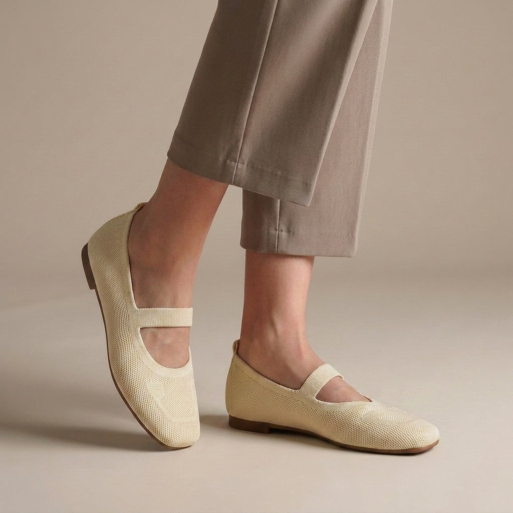Ballerina Flats | Knitted Mesh Mary Jane, All-Day Comfort