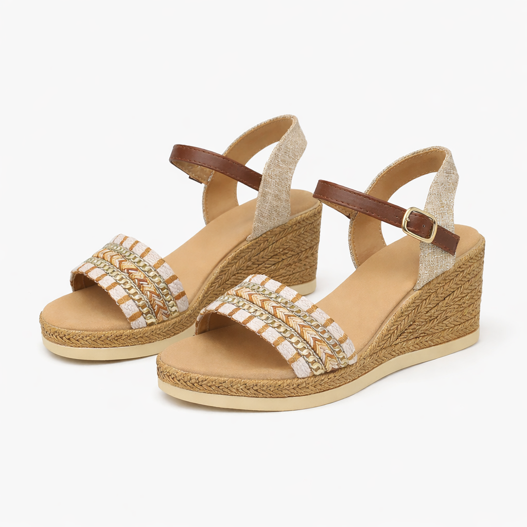 Women's Woven Sandals | Wedge Heel, Buckle Strap
