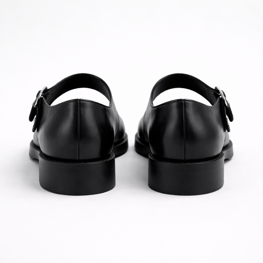 Women's Mary Jane Shoes | Black Leather, Buckle Strap