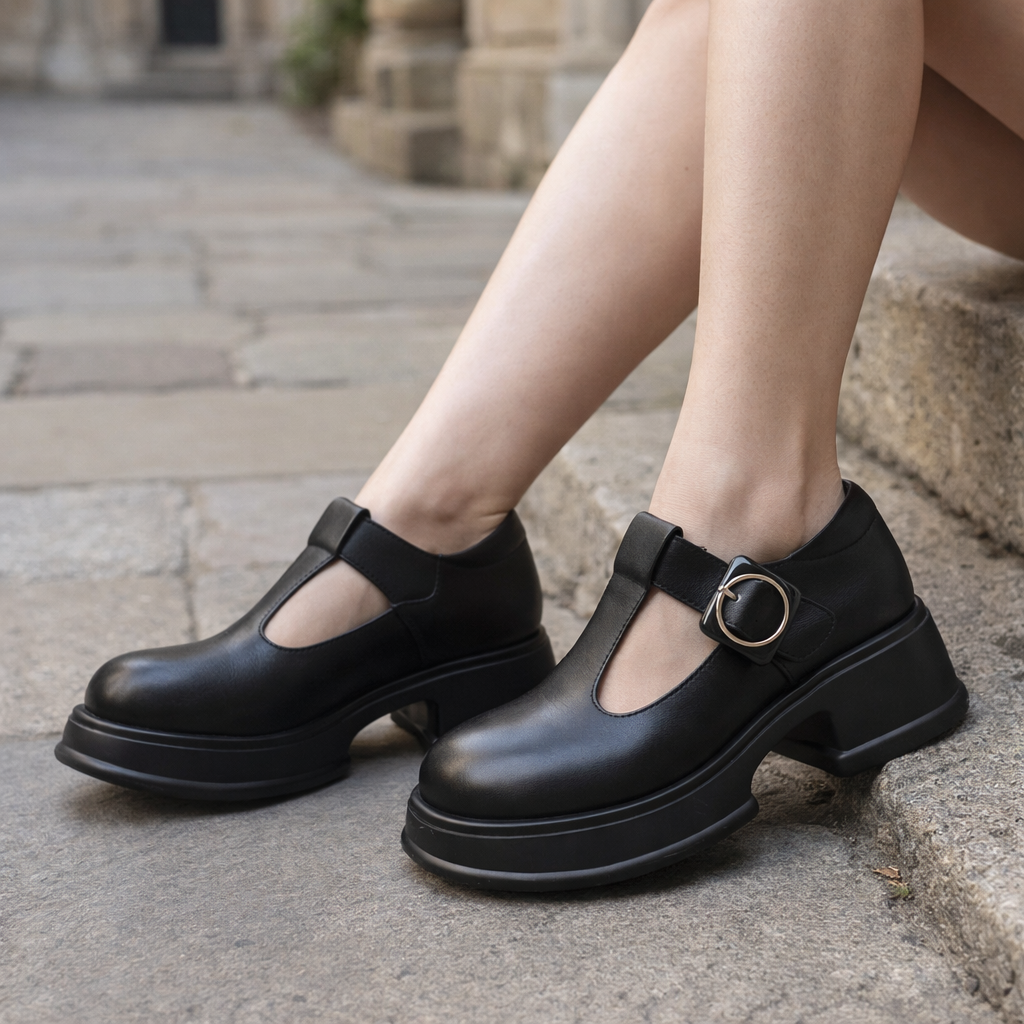 Women's Mary Jane Shoes | Platform Block Heel, Buckle Strap