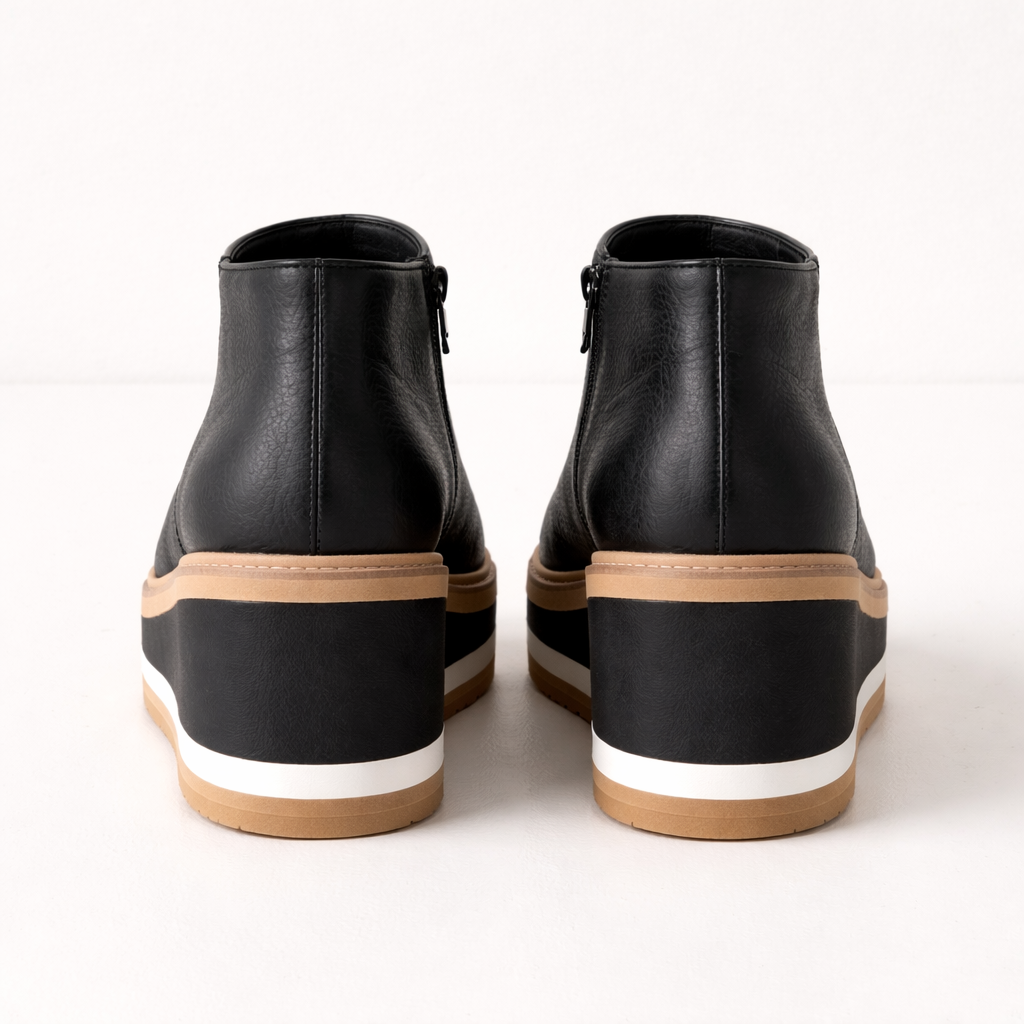 Women's Ankle Boots | Platform Wedge | Side Zip, Faux Leather