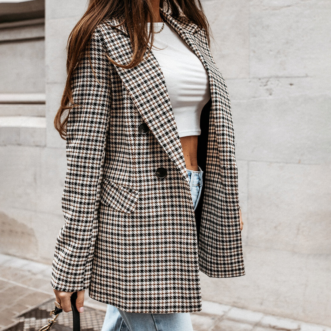 Women's Blazer | Gray Double-Breasted, Tailored Fit