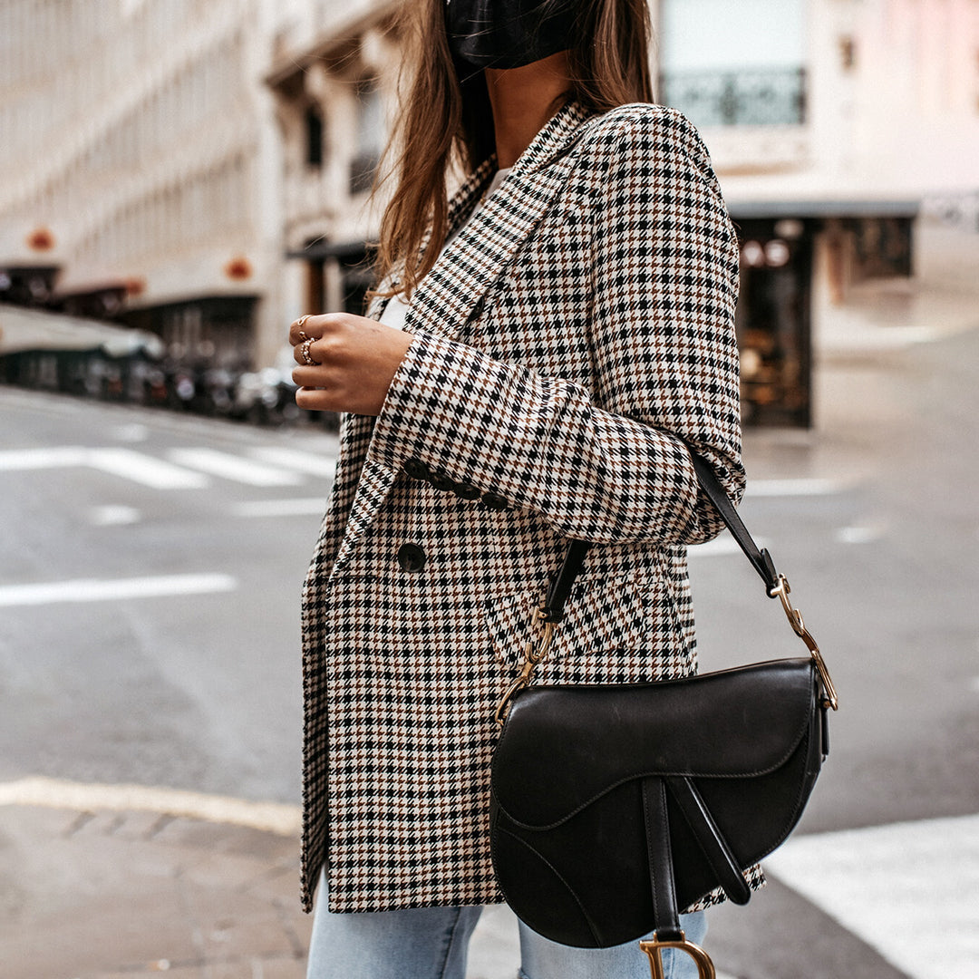 Women's Blazer | Gray Double-Breasted, Tailored Fit