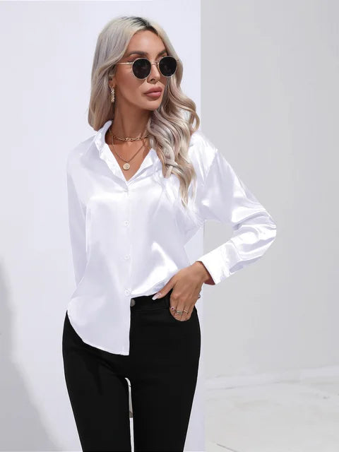 Women's Shirts | Long Sleeve Silk Shirt Fitted Cut