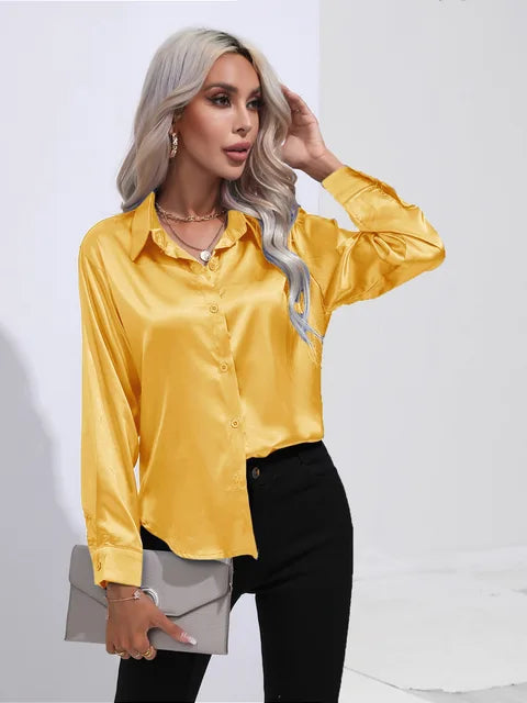 Women's Shirts | Long Sleeve Silk Shirt Fitted Cut