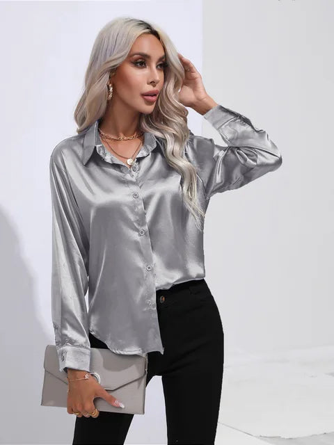 Women's Shirts | Long Sleeve Silk Shirt Fitted Cut