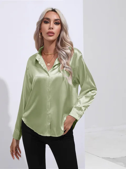 Women's Shirts | Long Sleeve Silk Shirt Fitted Cut