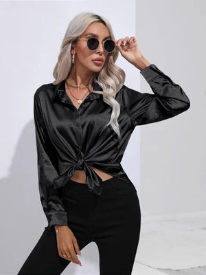 Women's Shirts | Long Sleeve Silk Shirt Fitted Cut